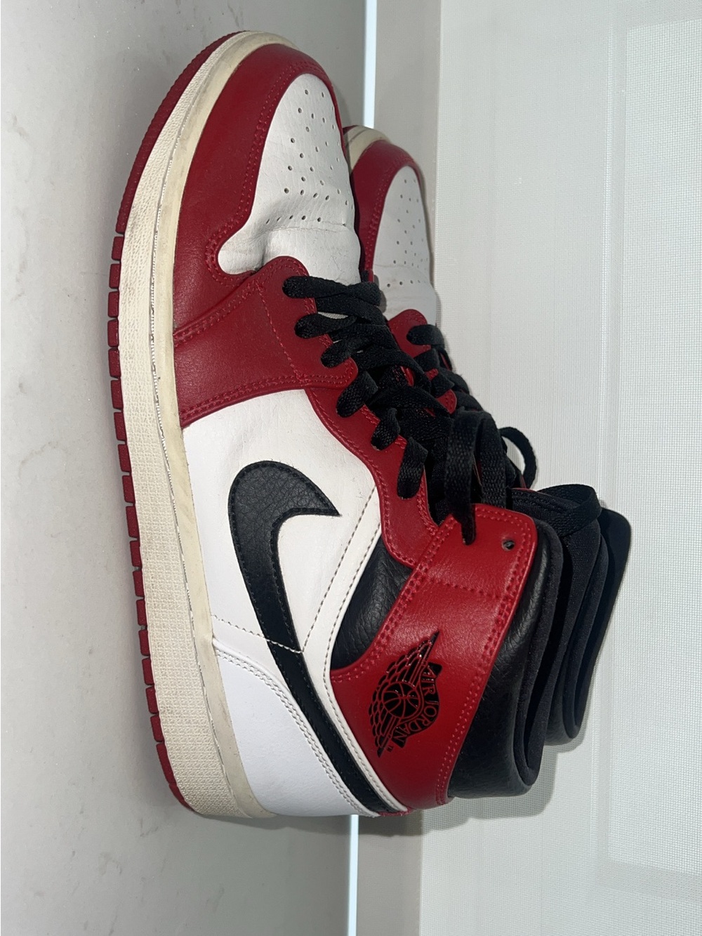 Jordan Men's High-Top Sneakers in White, Red & Black